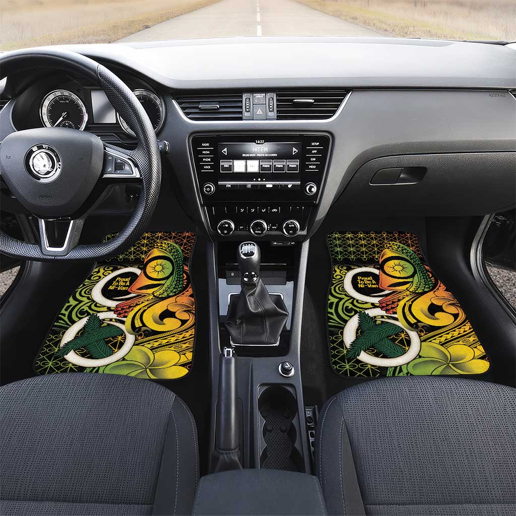Vanuatu 1980 Car Mats Ni-Van Tamtam Sand Drawing Pattern LT14 Set 2pcs - Front Black - Polynesian Pride