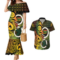 Vanuatu 1980 Couples Matching Mermaid Dress and Hawaiian Shirt Ni-Van Tamtam Sand Drawing Pattern