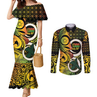 Vanuatu 1980 Couples Matching Mermaid Dress and Long Sleeve Button Shirt Ni-Van Tamtam Sand Drawing Pattern