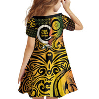 Vanuatu 1980 Family Matching Off Shoulder Short Dress and Hawaiian Shirt Ni-Van Tamtam Sand Drawing Pattern