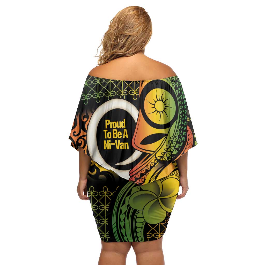 Vanuatu 1980 Family Matching Off Shoulder Short Dress and Hawaiian Shirt Ni-Van Tamtam Sand Drawing Pattern