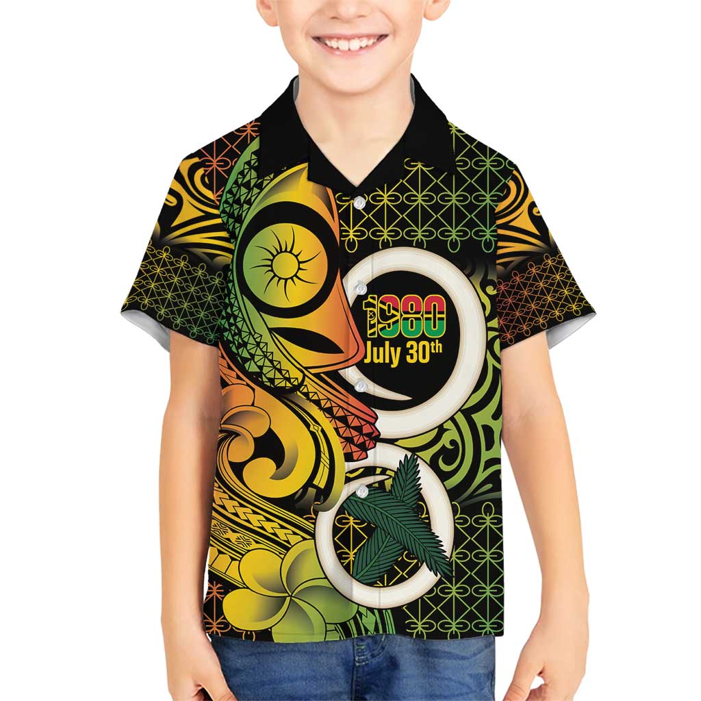 Vanuatu 1980 Family Matching Off Shoulder Short Dress and Hawaiian Shirt Ni-Van Tamtam Sand Drawing Pattern