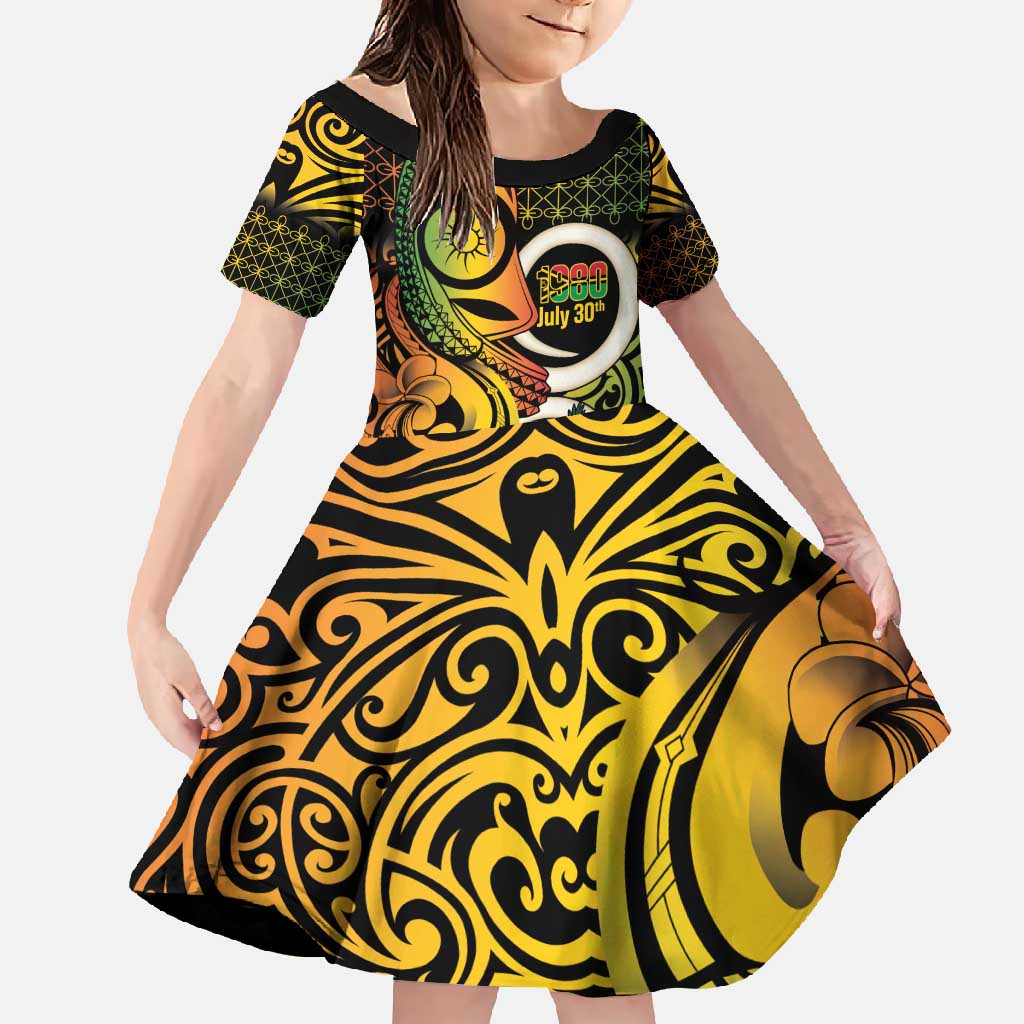 Vanuatu 1980 Family Matching Short Sleeve Bodycon Dress and Hawaiian Shirt Ni-Van Tamtam Sand Drawing Pattern
