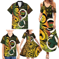 Vanuatu 1980 Family Matching Summer Maxi Dress and Hawaiian Shirt Ni-Van Tamtam Sand Drawing Pattern