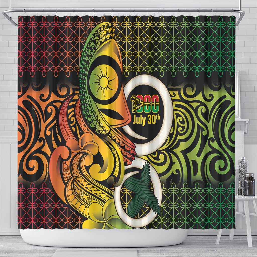 Vanuatu 1980 Shower Curtain Ni-Van Tamtam Sand Drawing Pattern