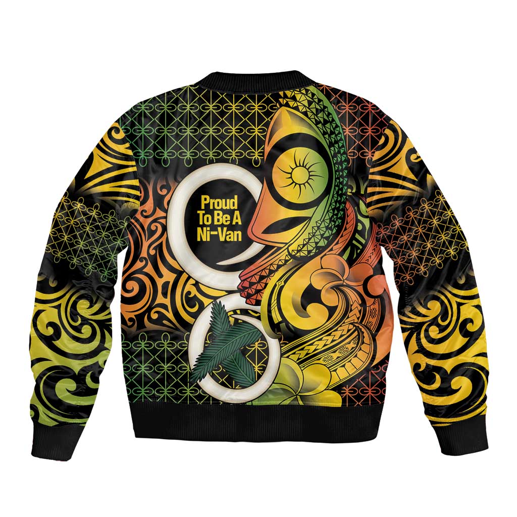Vanuatu 1980 Sleeve Zip Bomber Jacket Ni-Van Tamtam Sand Drawing Pattern