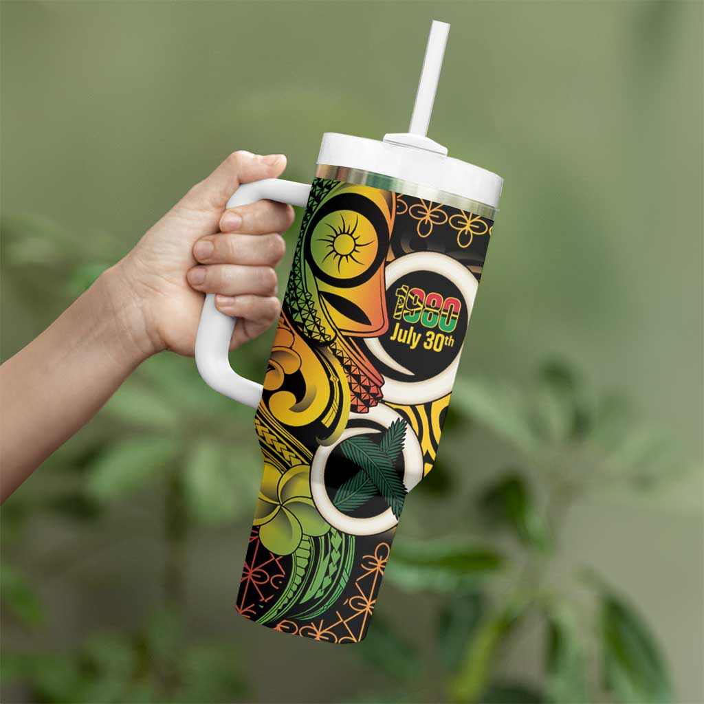 Vanuatu 1980 Tumbler With Handle Ni-Van Tamtam Sand Drawing Pattern LT14 - Polynesian Pride