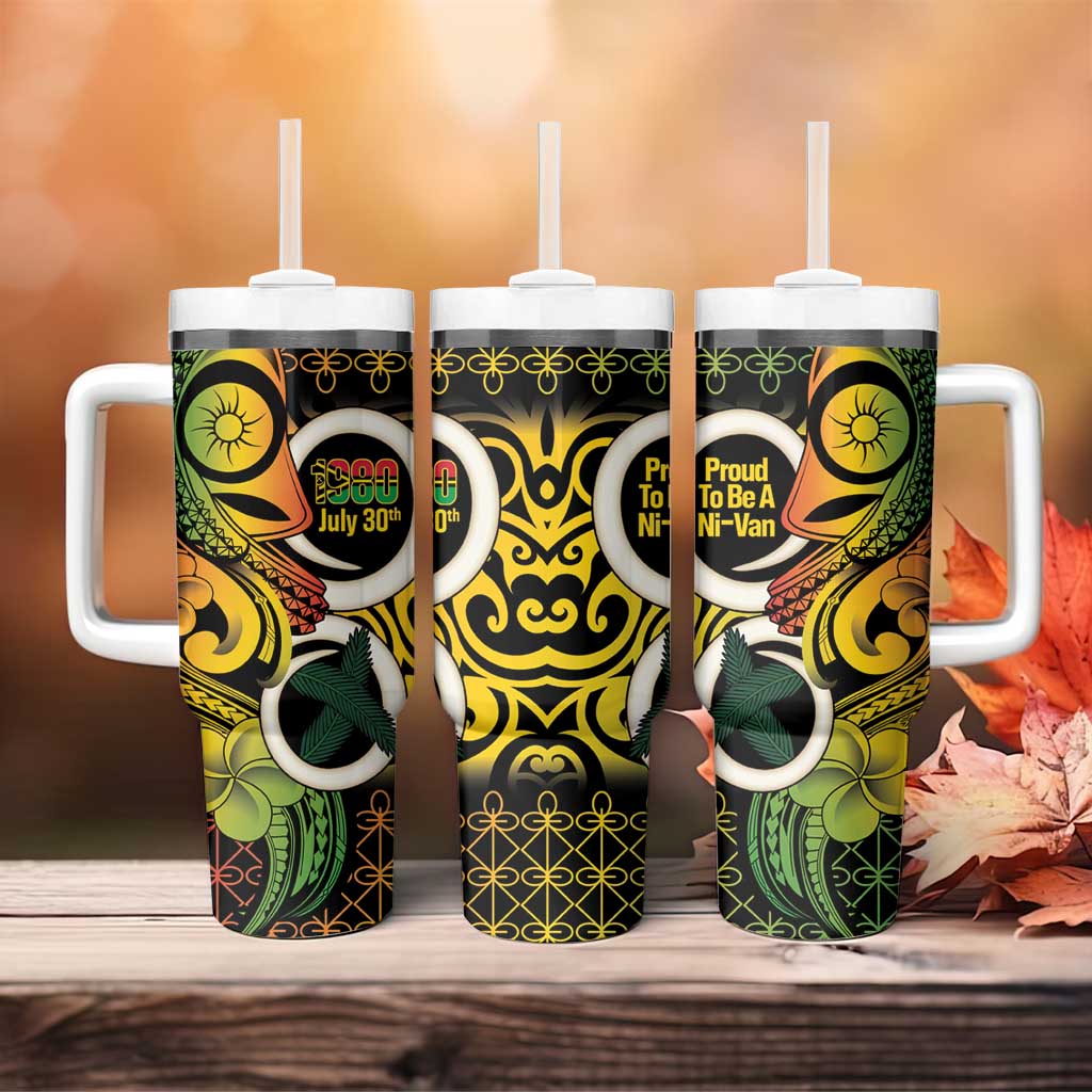 Vanuatu 1980 Tumbler With Handle Ni-Van Tamtam Sand Drawing Pattern LT14 - Polynesian Pride
