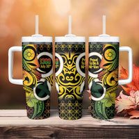 Vanuatu 1980 Tumbler With Handle Ni-Van Tamtam Sand Drawing Pattern LT14 - Polynesian Pride