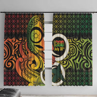 Vanuatu 1980 Window Curtain Ni-Van Tamtam Sand Drawing Pattern LT14 With Hooks Black - Polynesian Pride