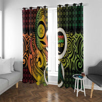 Vanuatu 1980 Window Curtain Ni-Van Tamtam Sand Drawing Pattern LT14 With Grommets Black - Polynesian Pride
