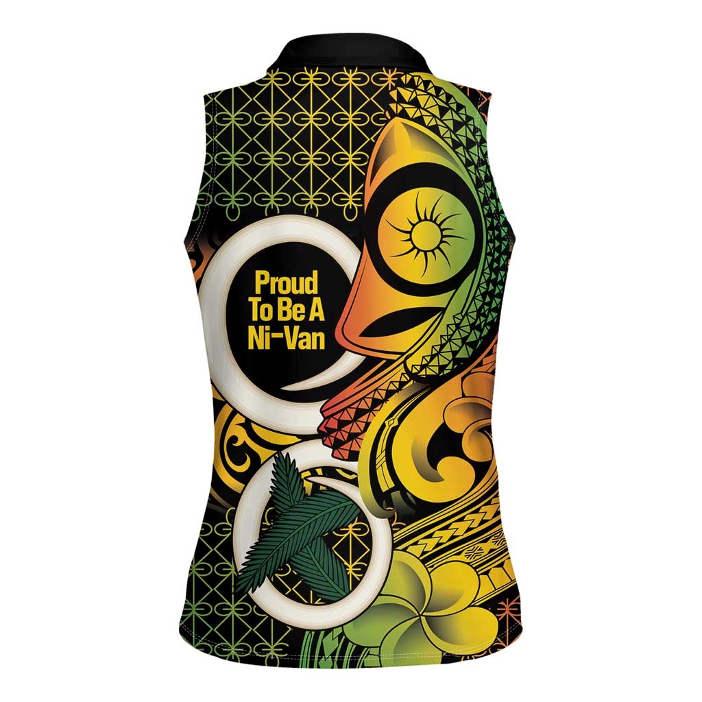 Vanuatu 1980 Women Sleeveless Polo Shirt Ni-Van Tamtam Sand Drawing Pattern