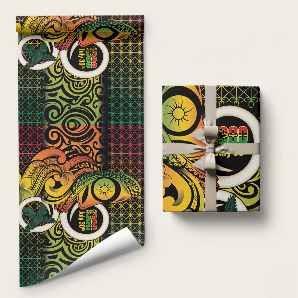 Vanuatu 1980 Wrapping Paper Ni-Van Tamtam Sand Drawing Pattern LT14 58" × 23" Black - Polynesian Pride