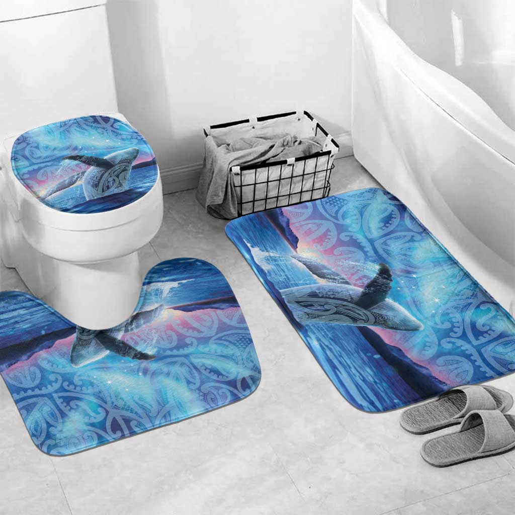 New Zealand Matariki Humpback Whale Bathroom Set Paikea Maori New Year Blue Galaxy LT14 Mat Set Only (3 pcs) One Size Blue - Polynesian Pride