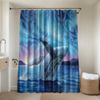 New Zealand Matariki Humpback Whale Bathroom Set Paikea Maori New Year Blue Galaxy LT14 Shower Curtain Only Blue - Polynesian Pride