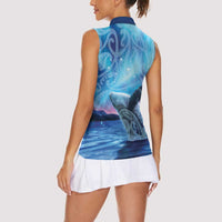 New Zealand Matariki Humpback Whale Women Sleeveless Polo Shirt Paikea Maori New Year Blue Galaxy