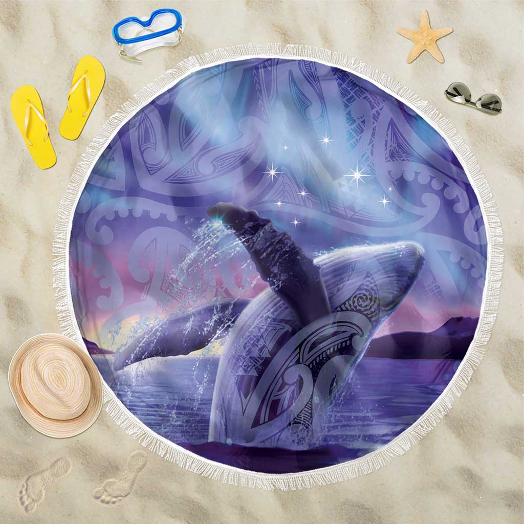 New Zealand Matariki Humpback Whale Beach Blanket Paikea Maori New Year Purple Galaxy
