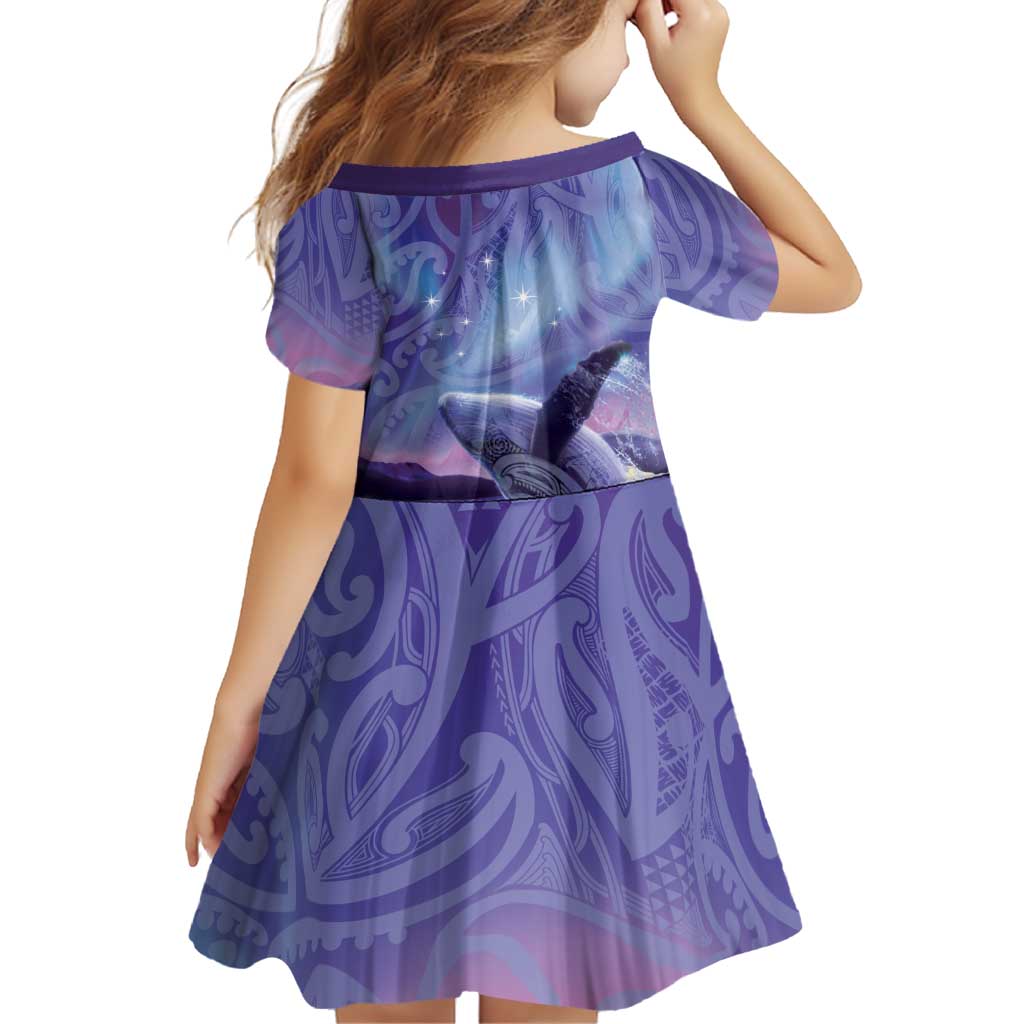 New Zealand Matariki Humpback Whale Family Matching Mermaid Dress and Hawaiian Shirt Paikea Maori New Year Purple Galaxy LT14 - Polynesian Pride