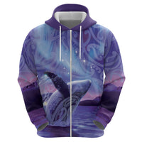 New Zealand Matariki Humpback Whale Hoodie Paikea Maori New Year Purple Galaxy