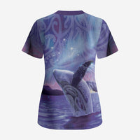 New Zealand Matariki Humpback Whale Scrub Top Paikea Maori New Year Purple Galaxy LT14 - Polynesian Pride