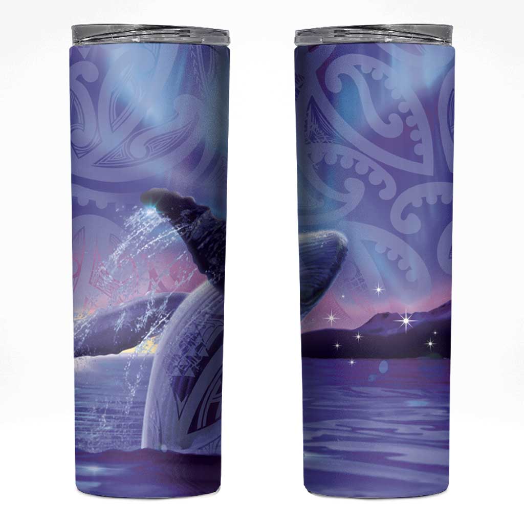 New Zealand Matariki Humpback Whale Skinny Tumbler Paikea Maori New Year Purple Galaxy