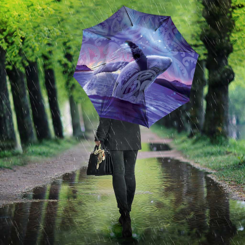 New Zealand Matariki Humpback Whale Umbrella Paikea Maori New Year Purple Galaxy LT14 - Polynesian Pride