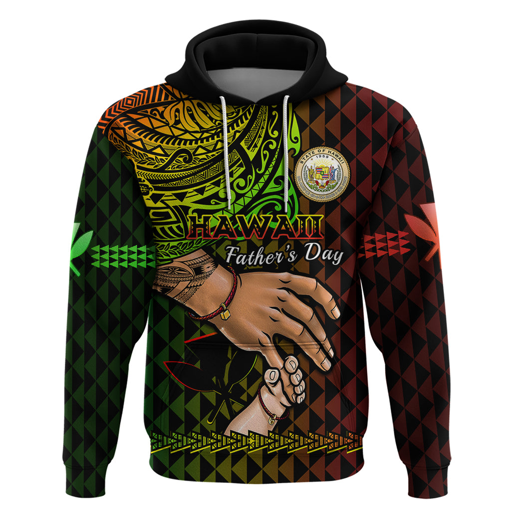 Custom Father Day Hawaii Hoodie Kanaka Kakau Hauoli La Makuakane LT14 Pullover Hoodie Reggae - Polynesian Pride