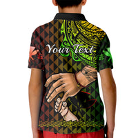 Personalised Father Day Hawaii Kid Polo Shirt Kanaka Kakau Hauoli La Makuakane LT14 - Polynesian Pride