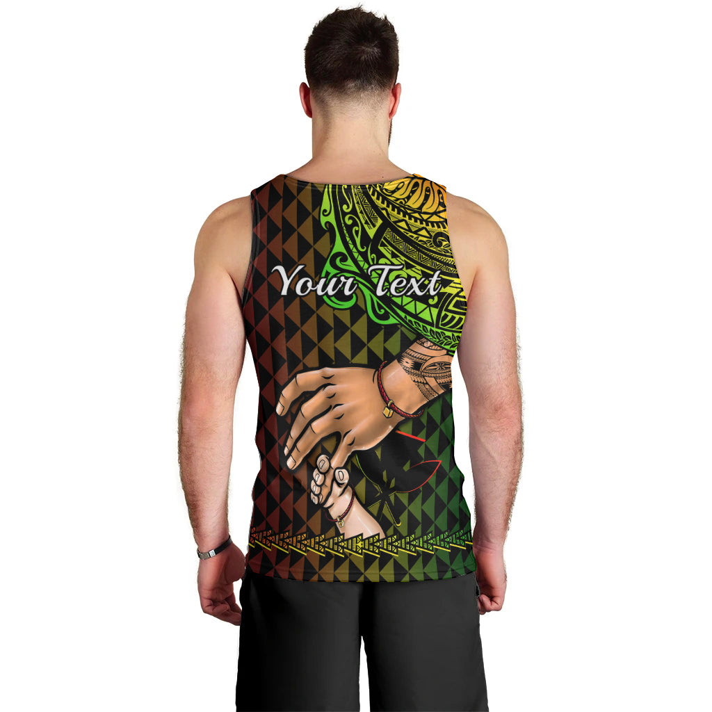 Personalised Father Day Hawaii Men Tank Top Kanaka Kakau Hauoli La Makuakane LT14 - Polynesian Pride