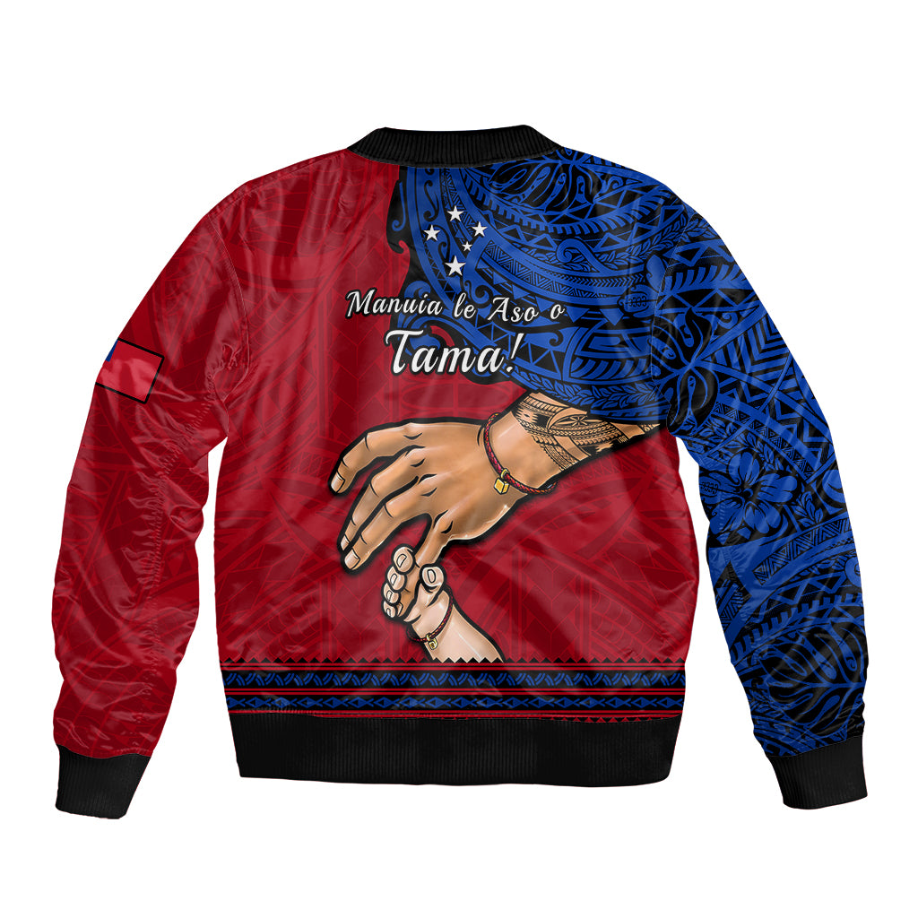 Polynesian Pride Father Day Samoa Bomber Jacket Manuia le Aso Sa o Tama Red Version LT14 - Polynesian Pride