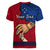 Personalised Father Day Samoa Women V Neck T Shirt Manuia le Aso Sa o Tama Red Version LT14 - Polynesian Pride