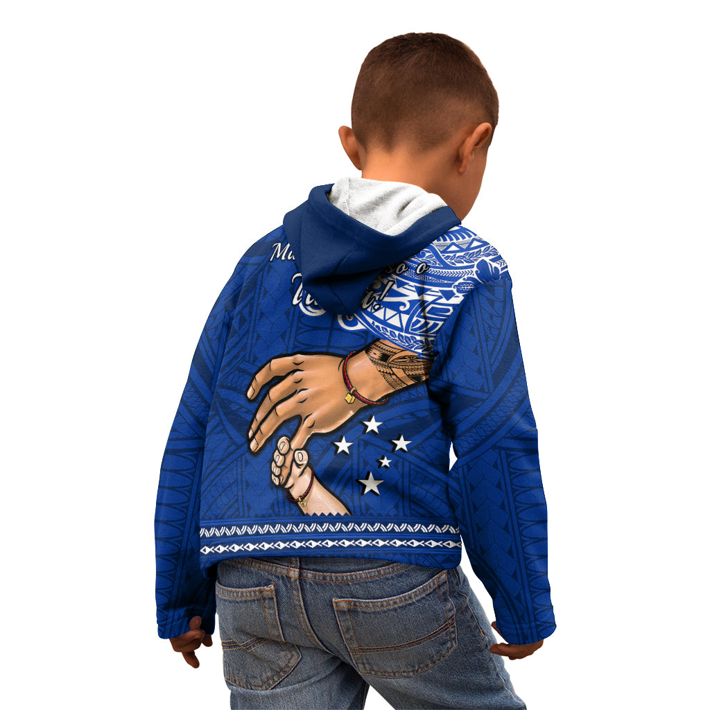 Polynesian Pride Father Day Samoa Kid Hoodie Manuia le Aso Sa o Tama Blue Version LT14 - Polynesian Pride