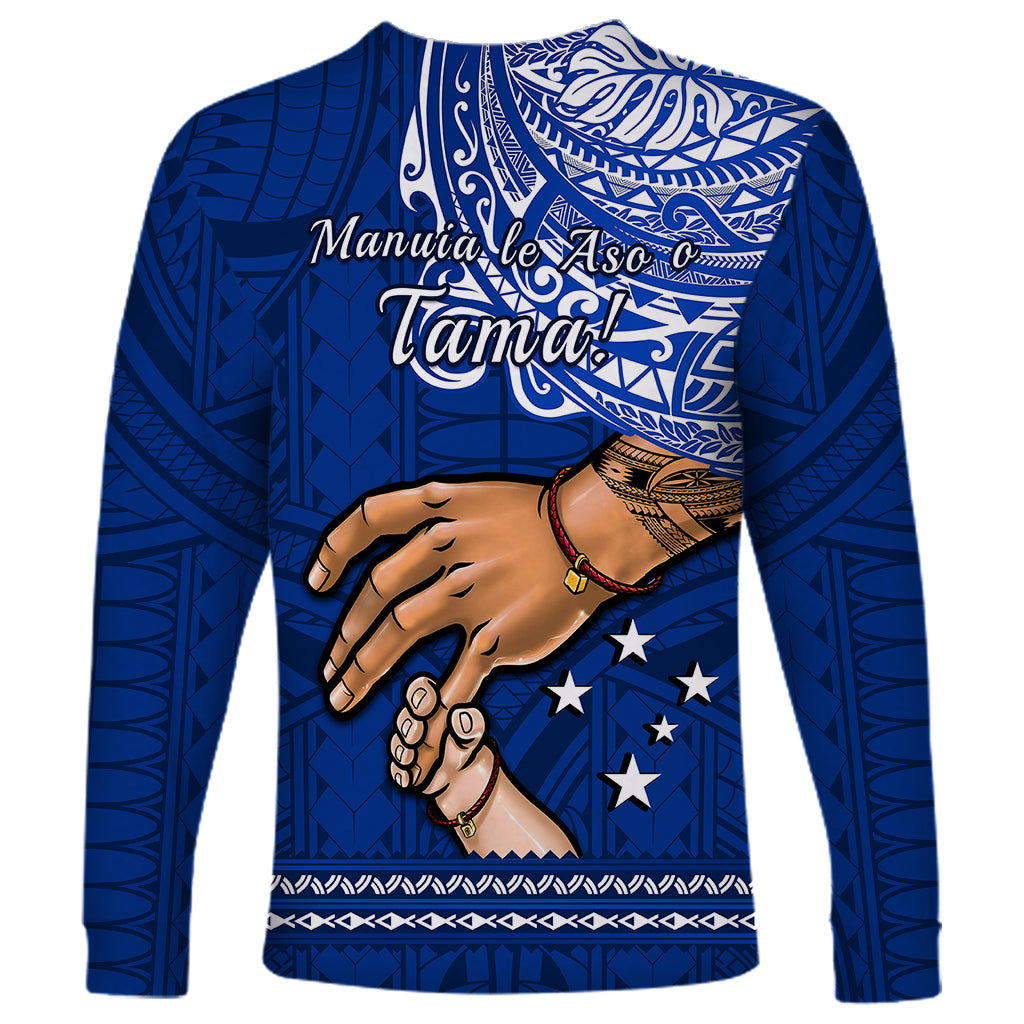 Polynesian Pride Father Day Samoa Long Sleeve Shirt Manuia le Aso Sa o Tama Blue Version LT14 - Polynesian Pride