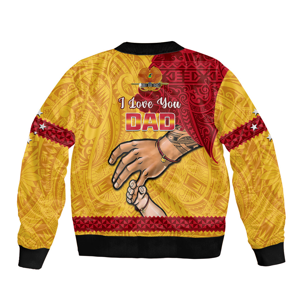 Polynesian Pride Father Day Papua New Guinea Bomber Jacket PNG I Love You Dad Yellow Version LT14 - Polynesian Pride