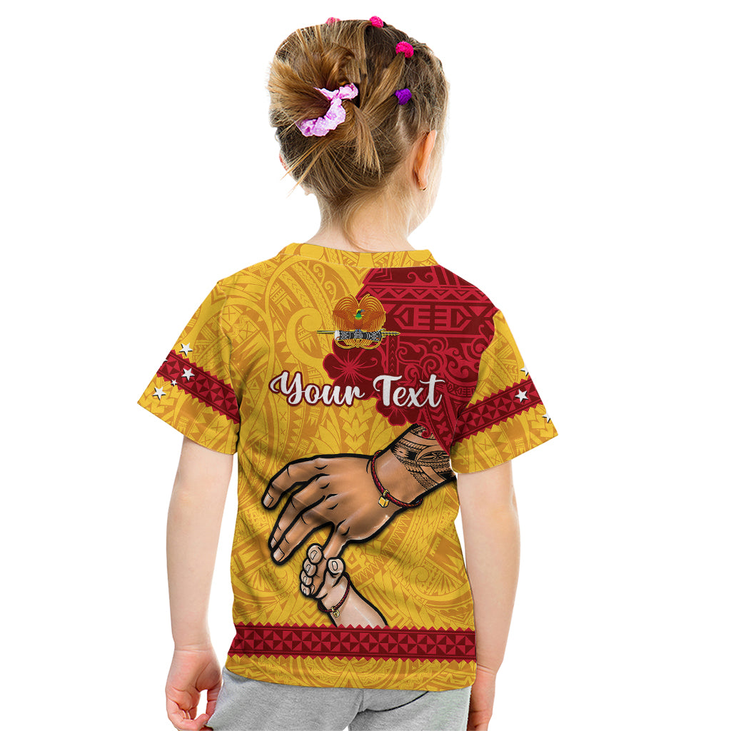 Personalised Father Day Papua New Guinea Kid T Shirt PNG I Love You Dad Yellow Version LT14 - Polynesian Pride