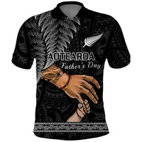 Custom Father Day New Zealand Polo Shirt Aotearoa Maori Fern I Love You Dad LT14 Black - Polynesian Pride