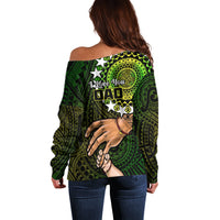 Polynesian Pride Father Day Cook Islands Off Shoulder Sweater I Love You Dad Kuki Airani Turtle Pattern LT14 - Polynesian Pride