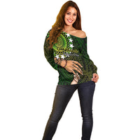 Personalised Father Day Cook Islands Off Shoulder Sweater I Love You Dad Kuki Airani Turtle Pattern LT14 - Polynesian Pride