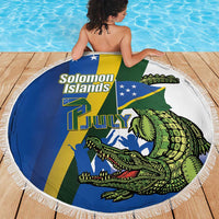 Solomon Islands Independence Day Beach Blanket Happy 7 July Crocodile Flag Style LT14 - Polynesian Pride