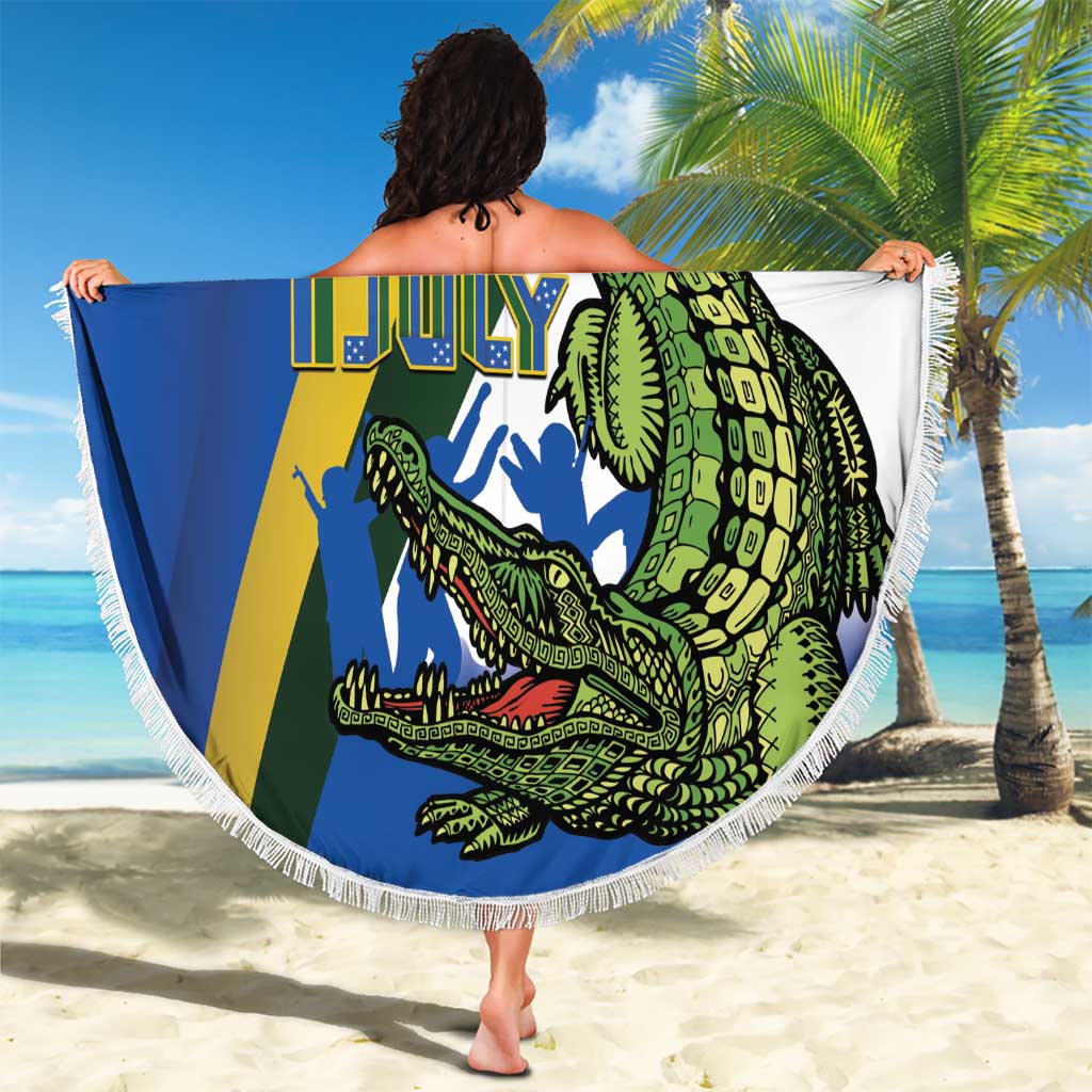 Solomon Islands Independence Day Beach Blanket Happy 7 July Crocodile Flag Style LT14 - Polynesian Pride
