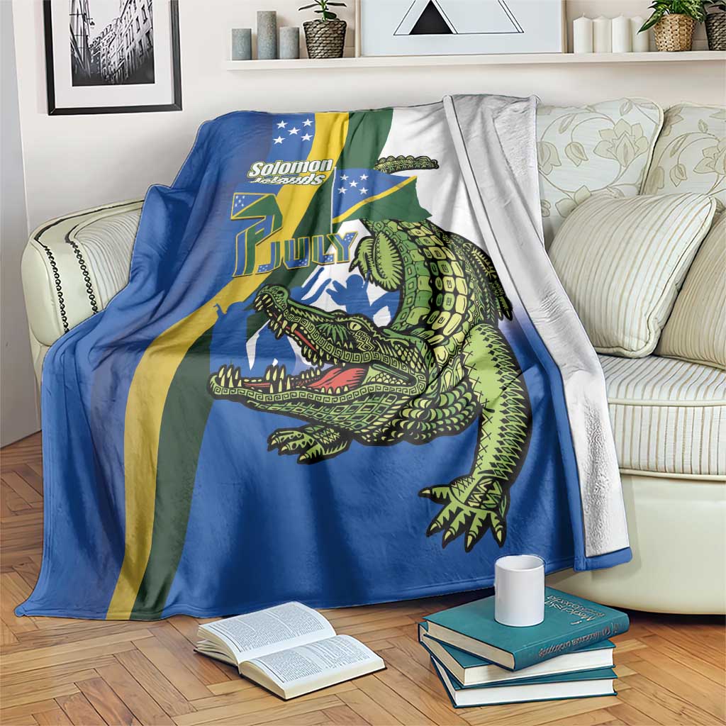 Solomon Islands Independence Day Blanket Happy 7 July Crocodile Flag Style