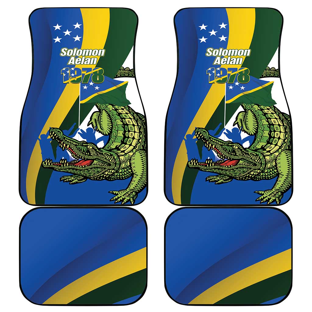 Solomon Islands Independence Day Car Mats Happy 7 July Crocodile Flag Style LT14 - Polynesian Pride