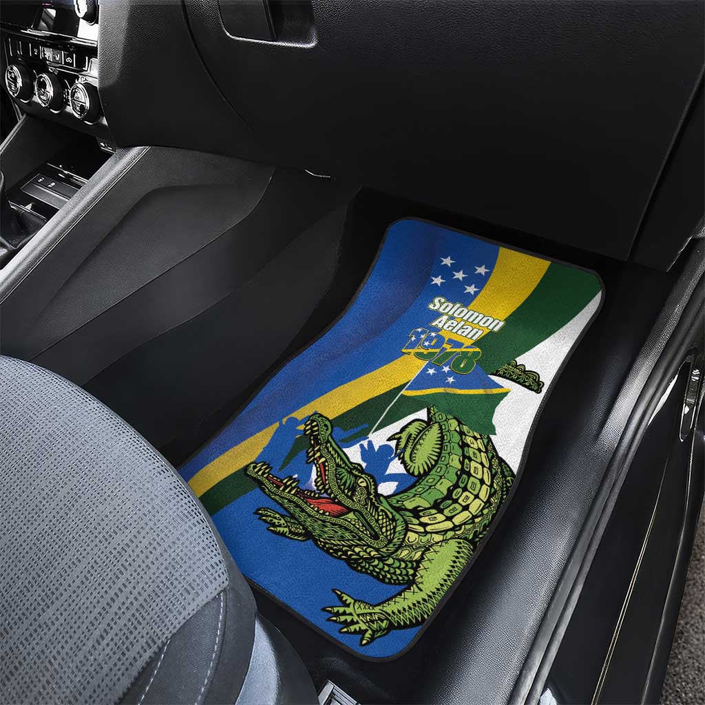 Solomon Islands Independence Day Car Mats Happy 7 July Crocodile Flag Style LT14 - Polynesian Pride
