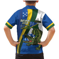 Solomon Islands Independence Day Family Matching Mermaid Dress and Hawaiian Shirt Happy 7 July Crocodile Flag Style LT14 - Polynesian Pride