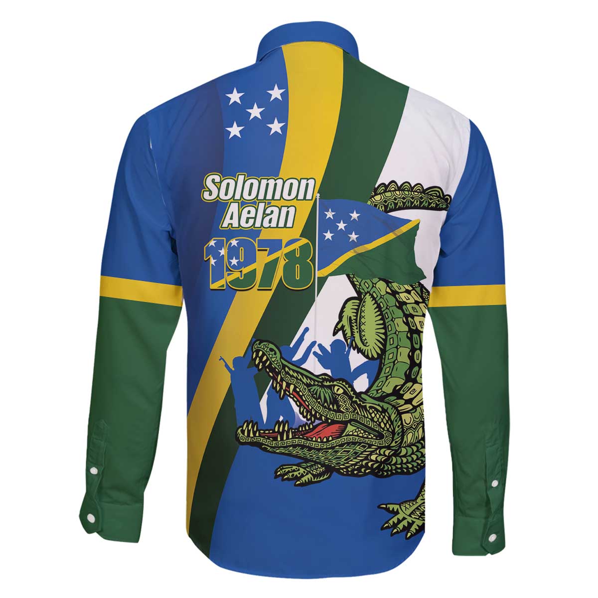 Solomon Islands Independence Day Family Matching Off The Shoulder Long Sleeve Dress and Hawaiian Shirt Happy 7 July Crocodile Flag Style