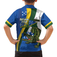 Solomon Islands Independence Day Family Matching Puletasi and Hawaiian Shirt Happy 7 July Crocodile Flag Style