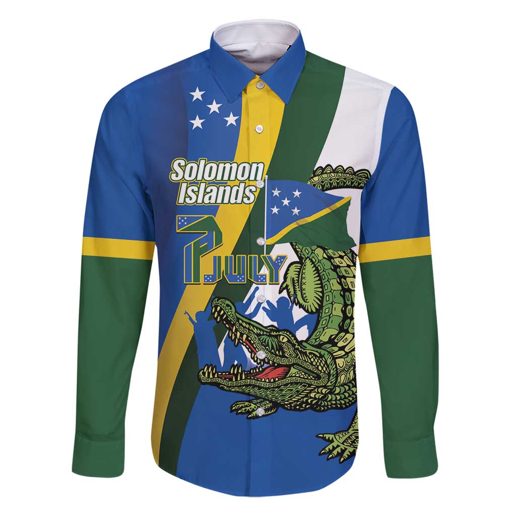 Solomon Islands Independence Day Family Matching Summer Maxi Dress and Hawaiian Shirt Happy 7 July Crocodile Flag Style