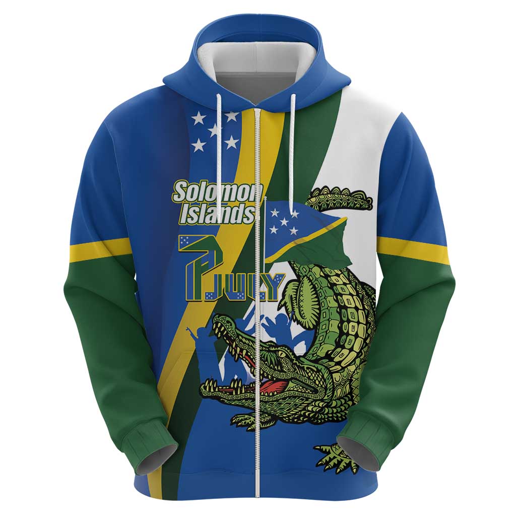 Solomon Islands Independence Day Hoodie Happy 7 July Crocodile Flag Style