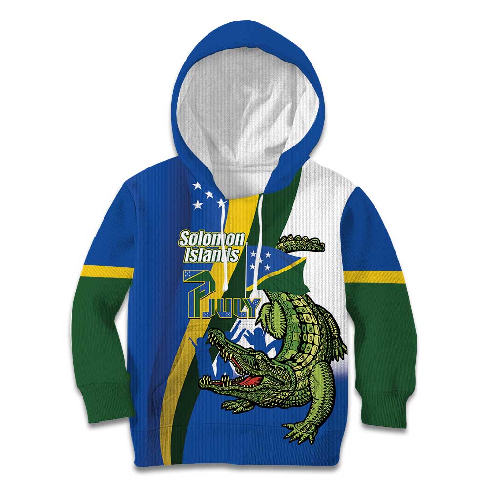 Solomon Islands Independence Day Kid Hoodie Happy 7 July Crocodile Flag Style