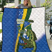 Solomon Islands Independence Day Quilt Happy 7 July Crocodile Flag Style LT14 Blue - Polynesian Pride